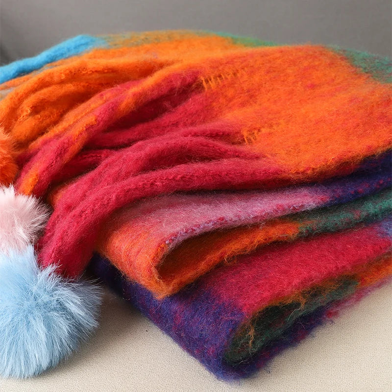 Harlequin Pom Scarf