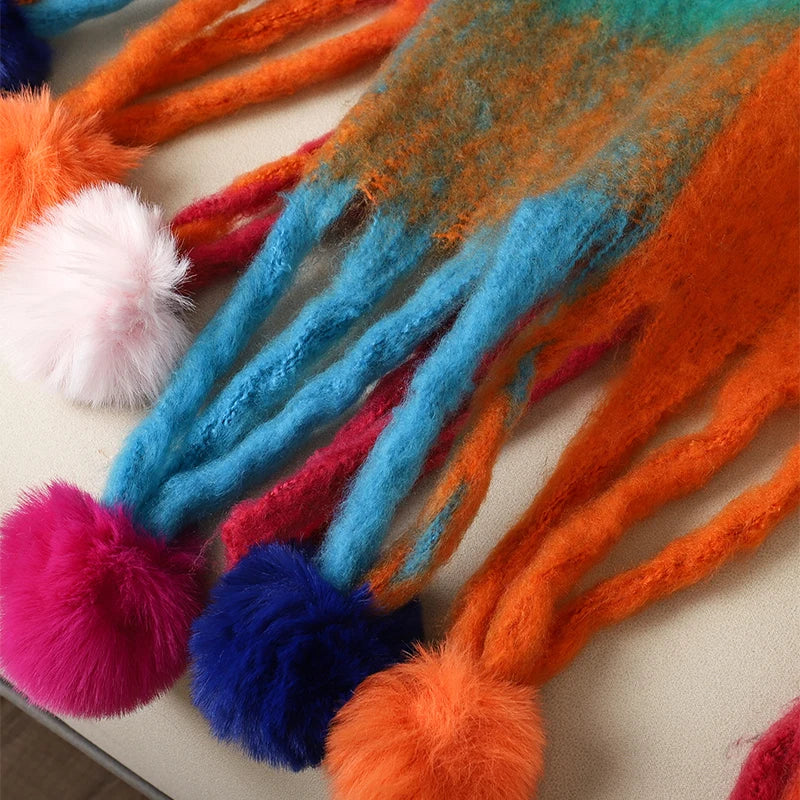 Harlequin Pom Scarf