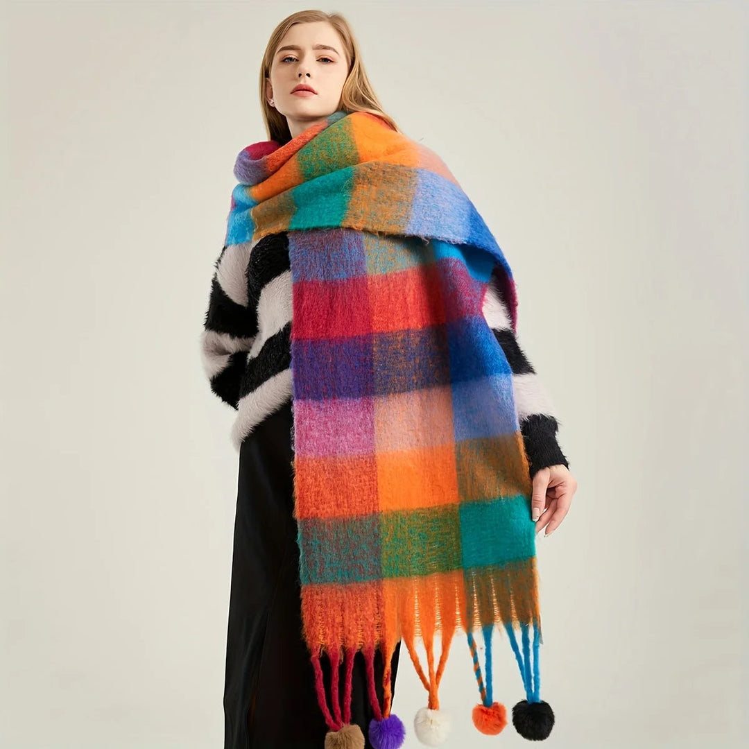 Harlequin Pom Scarf