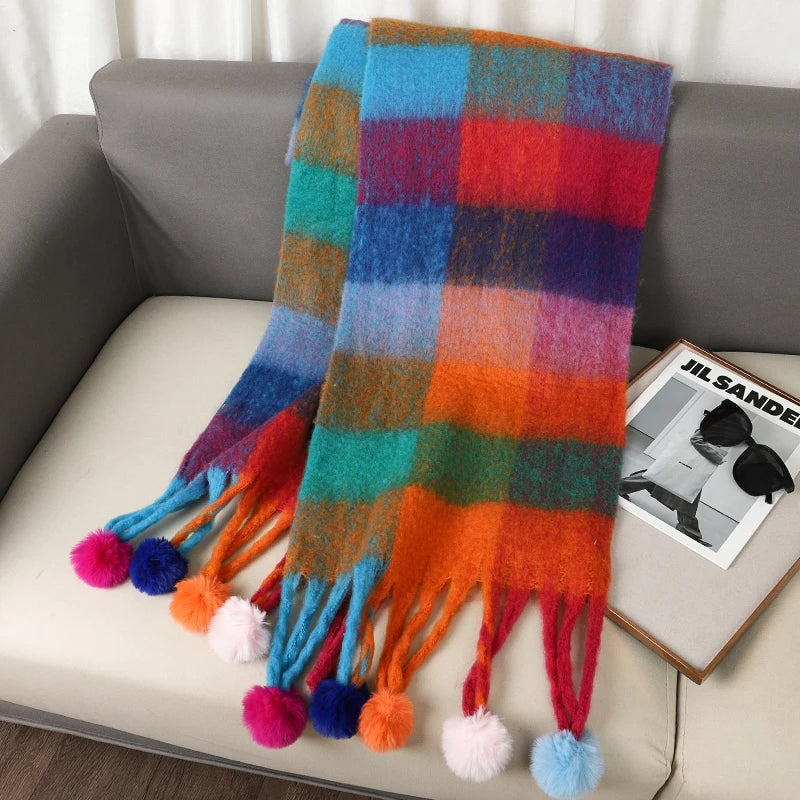 Harlequin Pom Scarf