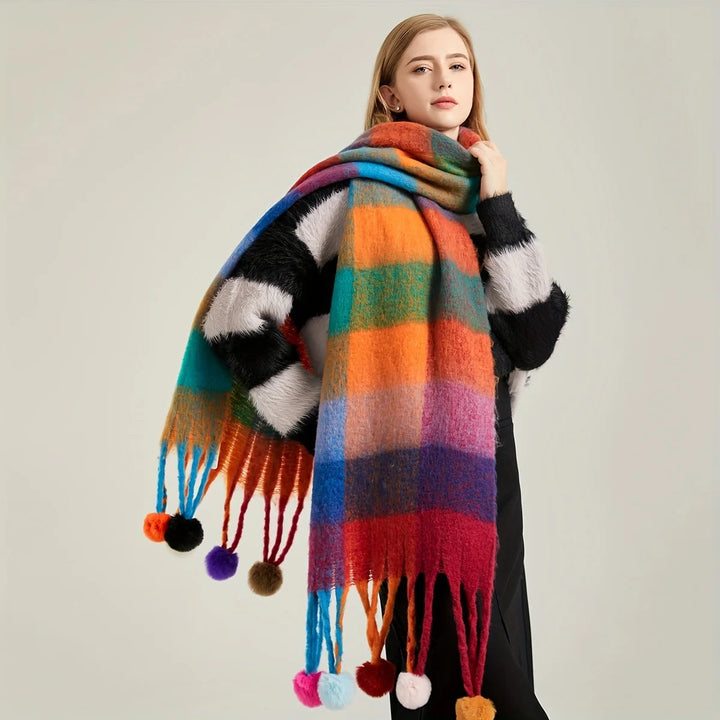 Harlequin Pom Scarf