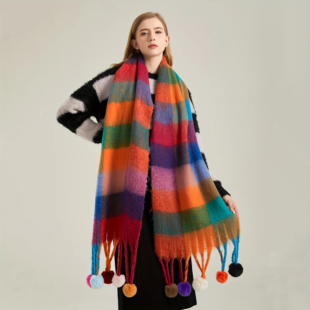 Harlequin Pom Scarf