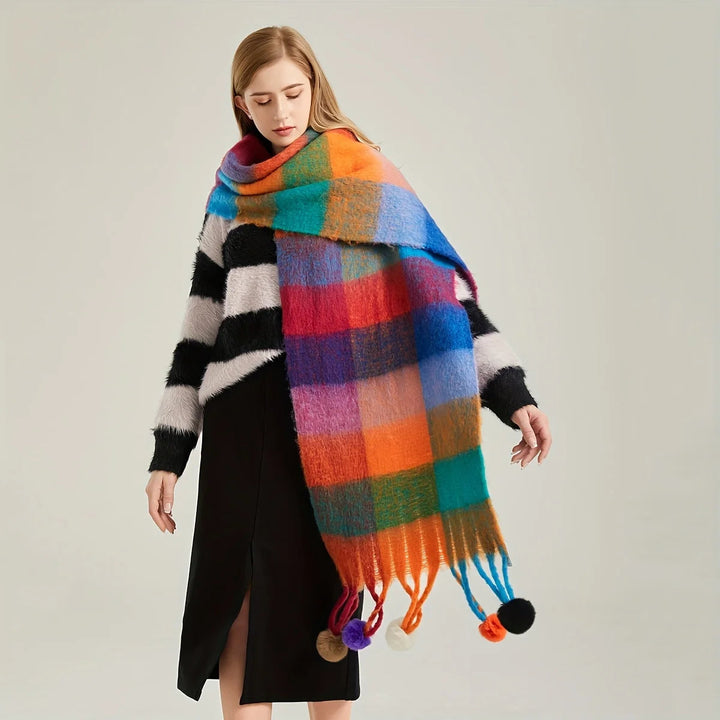 Harlequin Pom Scarf